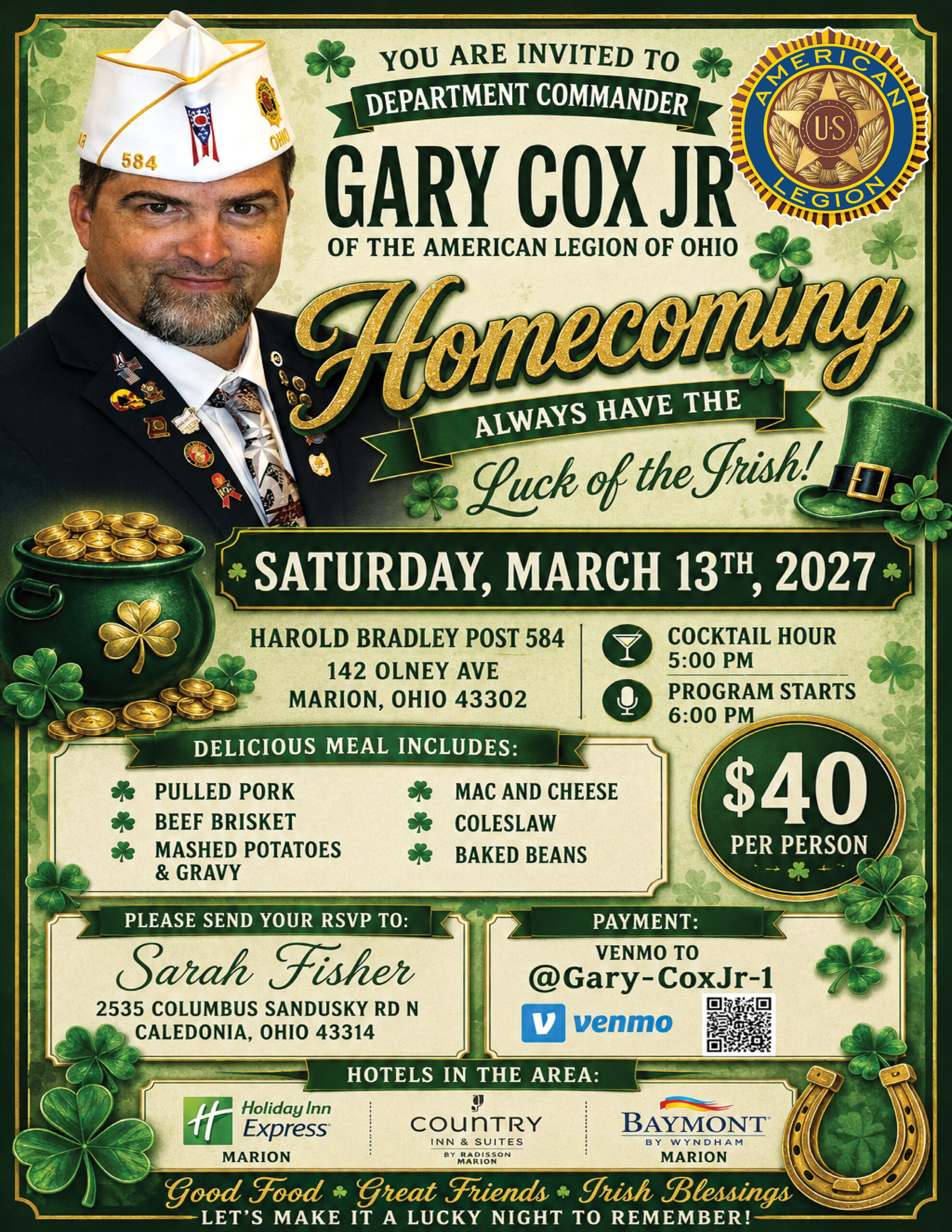 Department Commander Gary W Cox Jr. Flyer for Homecoming Celebration.2.1